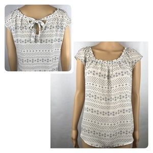 LC Lauren Conrad Blouse Floral Navy Sheer Size XS